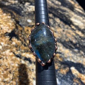 Labradorite Copper adjustable Stone Ring OS rings